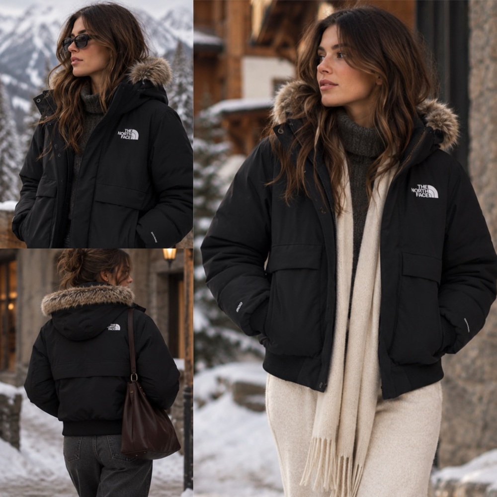The North Face Women’s Arctic Bomber Jacket Black 600 Fill Down DryVent - S